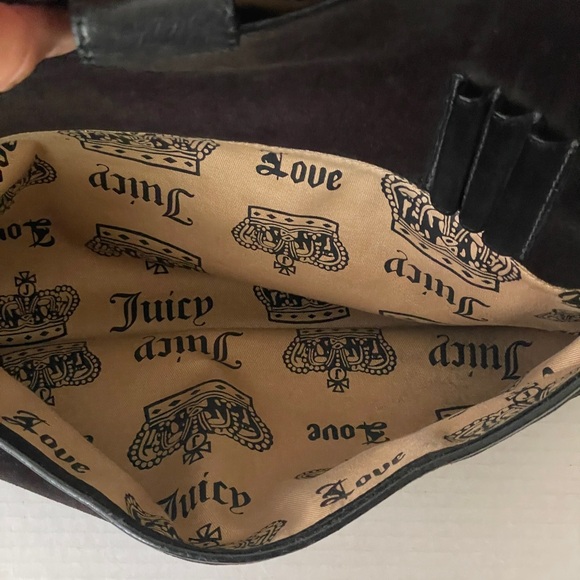 Vintage Juicy Couture Chocolate Brown Velour Messenger Bag or Book Bag Handbag - Picture 7 of 12